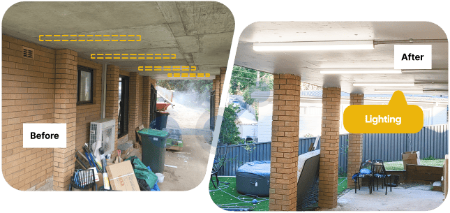 Downlights installed on the bare ceiling of a corridor of a Castle Hill home.